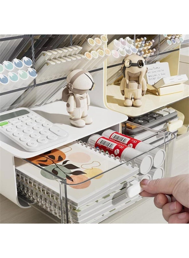 FAYET Multi-Functional Desk Organizer with 6 Compartments and 1 Drawer, Space-Saving Storage Solution for Office, Home, and School - Image 5